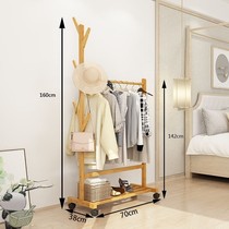 Hanger floor coat rack bedroom hanging clothes household vertical solid wood hanger indoor mobile shelf children