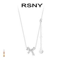 RSNY bow necklace female sterling silver fashion ins temperament light luxury simple niche clavicle chain#MissRS