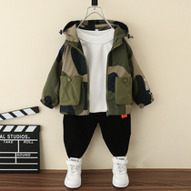 Boys coat spring and autumn clothes 2021 new foreign baby handsome windbreaker tide boy children hooded Korean top