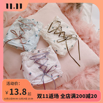 New Japanese underwear sweet floral small fresh girl mid-waist briefs milk silk brushed ribbon bow