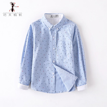 Spring and autumn boys long-sleeved shirt printing 5 Korean version of casual middle and large childrens shirts tide Western style top inch K1511