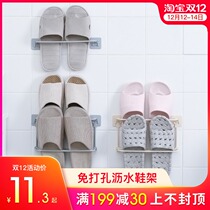 Bathroom Slipper rack non-perforated wall-mounted toilet plastic slippers storage artifact small household rack