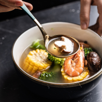 Duoyi golden vintage soup spoon long handle thick Spoon large soup home 304 stainless steel hot pot colander