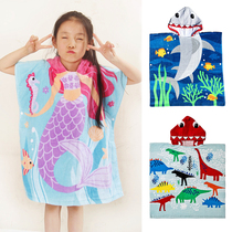 Cartoon cotton boys winter increase girls absorbent children swimming bathrobe towel cloak hat winter thick