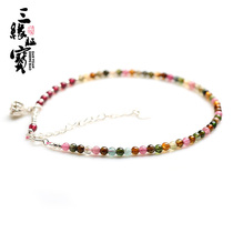 Sanyuan Zenbao Tourmaline garnet anklet women small gorgeous misty S925 silver jewelry fashion simple gift