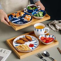 Three-compartment plate household ceramic plate plate Japanese-style fat-reducing one-person breakfast plate tableware tray set