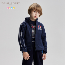 Polosport Boys Cover 2022 Fall and Winter New Children Led Short Rocks Velvet Warm Cover Coat