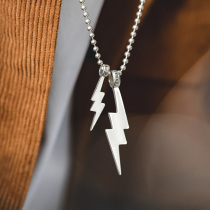 Vintage Plane Small Lightning 925 Sterling Silver Pendant Sweater Necklace Pendant Men's and Women's Accessories Tide