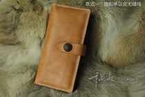 Detachable long cowhide wallet handmade set Original color 18 card original design retro hand-held large capacity