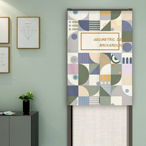 Personalized door curtain Bedroom household partition curtain Retro half curtain short curtain occlusion velcro free hole into the door brake
