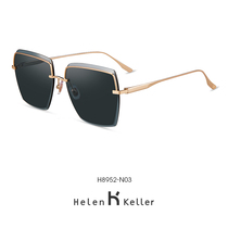 Helen Keller Round Face Sunglasses Polarized Square Large Frame Drive Special Sun Protection Ultraviolet Female Summer Personality Sunglasses