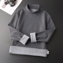 Semi-high-collar plus-thickened warm-up blouse men in the collar with young pure T-shirt mens coat I