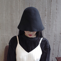 Japanese black bell-shaped wool hat Fisherman basin hat Beggar woman Korean version of autumn and winter light body felt topper