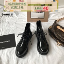 Little sun family Korea chic Harajuku motorcycle martin boots summer thin patent leather knight boots ins womens spring and autumn single boots
