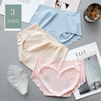 No trace underwear women Ice Silk thin summer one piece antibacterial cotton crotch waist breathable skin lift breifs