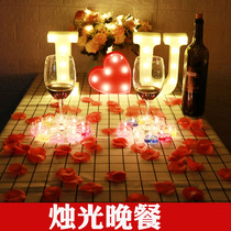Romantic surprise candlelight dinner birthday candle confession artifact creative restaurant layout supplies letter lamp Valentines Day