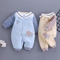 Baby jumpsuit autumn and winter clothes with cotton warm newborn baby thick cotton closed clothes winter out