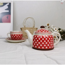 LIN HOME homemade Japanese and Korean hand-painted ceramic teapot Cute girl heart afternoon tea Coffee cup and saucer set