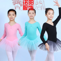 Group purchase childrens practice clothes Chun-style full cotton long sleeve even body dress ballet dresses fluffy skirt dresses girls