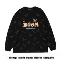 Amei Kazi Japanese retro cartoon print long sleeve sweater mens Tide brand street loose lovers casual top