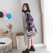 Plus size womens sweater dress autumn and winter new 200 catties fat sister loose and thin mid-length knitted sweater