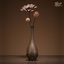 Bronze Masters elegant vase Vase Pendulum pieces Living room flower arrangement Light and luxurious dried flowers New Chinese retro creative Home Accessories Decoration