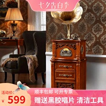 Otino retro big horn gramophone Solid wood vinyl record player New Chinese-style European living room classical vinyl machine