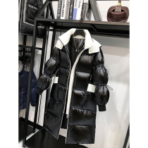 MRMW shiny down jacket womens long 2021 Winter new Korean fashion loose padded knee jacket