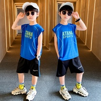 Boys summer clothing sports suit childrens speed dry clothes 2022 new CUHK childrens summer boy sportswear wave clothing
