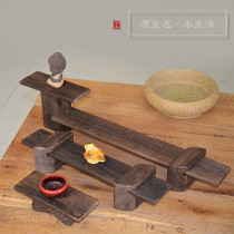 Kung Fu tea storage storage rack diy creative handmade office desktop flower rack ornament Tung wood whole wood carbonization