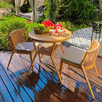Purple leaf balcony tea table and chair combined small household room household tea table minimalist tea table outdoor new Chinese tea table