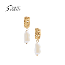 sumni Samini 18K gold 925 silver earrings womens personality temperament hollow sense earrings 2019 new trend