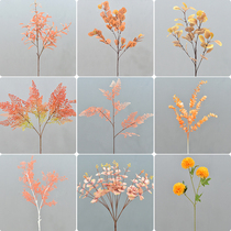 New wedding arrangement autumn color champagne orange color artificial flower hotel wedding flower row flower ball background flower arrangement