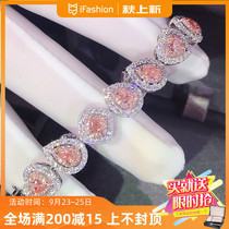 Pink diamond 2 2 Karat diamond bracelet Diamond bracelet female 18K custom heart drops natural real diamonds get married