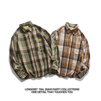 LENGOIST Japanese trend warm autumn men and women 20AW shirt casual Amika padded plaid shirt jacket