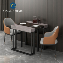 Italian light luxury rock plate telescopic dining table Modern simple folding dining table and chair combination Household small apartment 6-person dining table