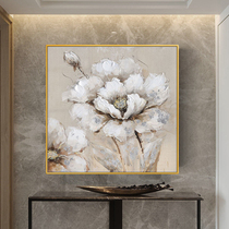 Substantial hand-painted white flower oil painting Modern minimalist porch hanging painting aisle corridor living room background wall decorative painting