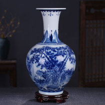 Jingdezhen ceramic antique blue and white porcelain flower arrangement vase Chinese simple home accessories living room crafts ornaments