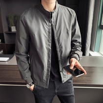 Tide Card Short jacket Male jacket Male jacket Trend Youth 100 lap Fall Korean version Yuppie Handsome PURE COLOR TOOLING CASUAL BLOUSE