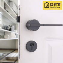 Yibaili American modern black silence room door lock golden light luxury bedroom split lock wooden door handle