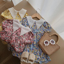 2021 New Girls summer dress female baby thin retro breathable sweet floral skirt princess dress (