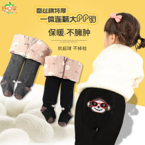 Girl one cotton hosiery pants Children Baby Baby Big pp cotton padded thick bottoming warm pants winter 0-3 years old 2