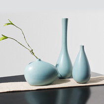 Zen ceramic vase living room ornaments flower arrangement new Chinese blue mini flower dry flower Japanese tea ceremony flower art