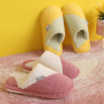 New cotton slippers womens winter furry warm moon room bedroom candy color plush soft mens and womens non-slip