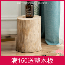 Camphor wood log pier stump stump Wood pier Solid wood round stool stump base Coffee table stool Creative sitting stool
