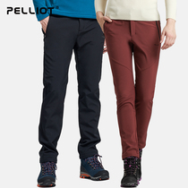 Burhy and outdoor soft shell pants for men and women for autumn and winter windproof and warm grip with thickened and breathable mountaineering lovers punching long pants