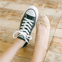 Summer womens ultra-thin invisible socks Korean lace lace cotton shallow womens boat Socks silicone non-slip short socks