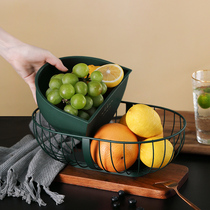 Fruit tray living room household modern coffee table snack fruit storage basket Nordic fashion light luxury creative double fruit basin