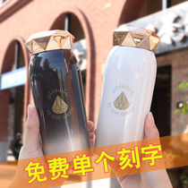 Diamond thermos cup female student Korean simple Net red water Cup couple pair creative trend custom Cup