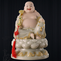 White Jade Buddha statue home Maitreya Buddha big belly Buddha fortune ornaments Buddha Hall for Buddha cloth bag monk smiling face Buddha